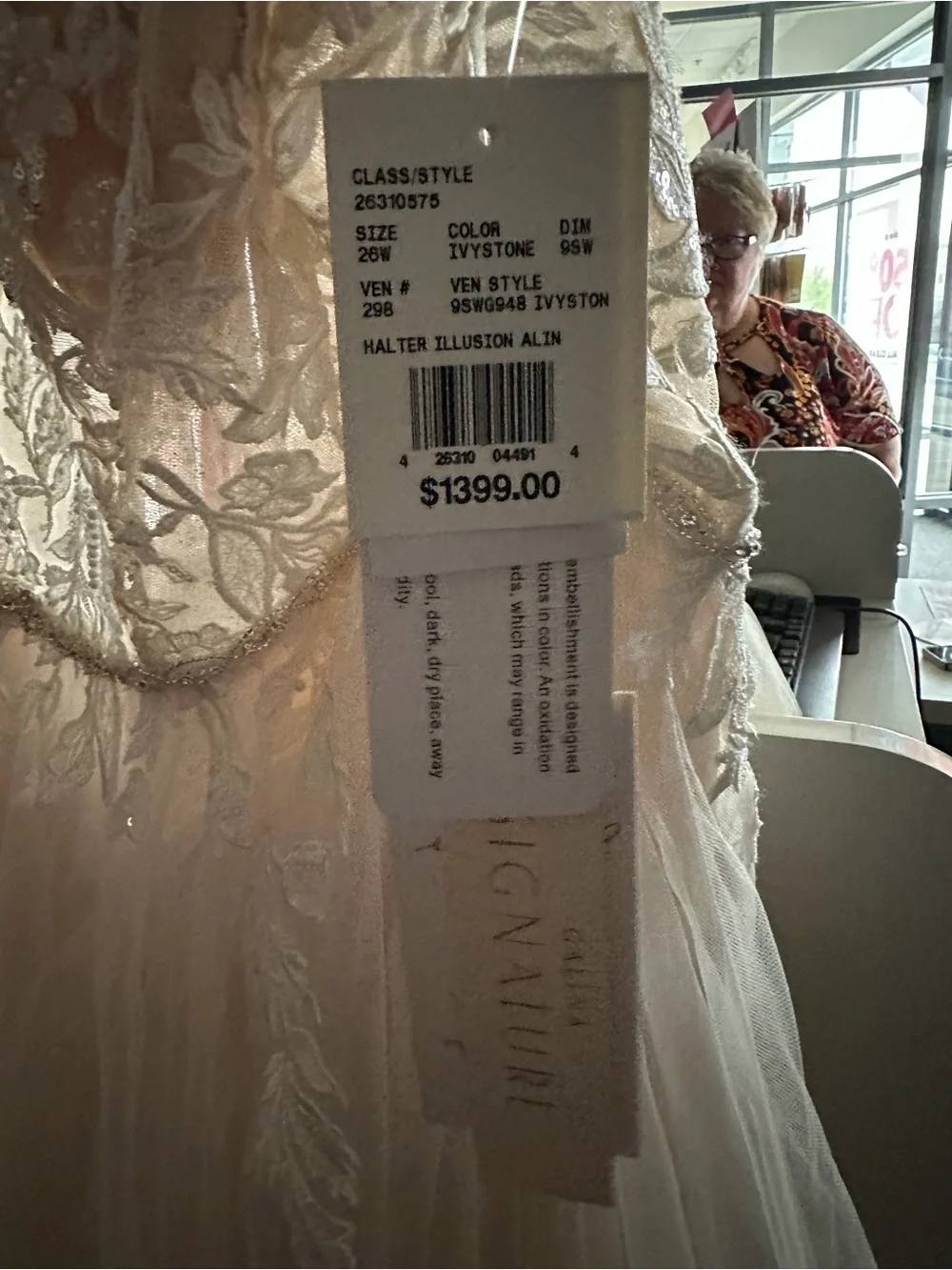 Plus-Size Ivory Lace & Tulle Wedding Dress with Beaded Bodice - Picture 12 of 12
